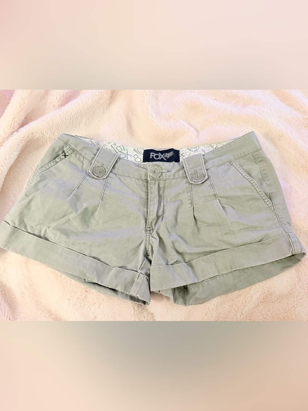 Y2K vintage Fox Racing micro shorts low rise cuffed cute details